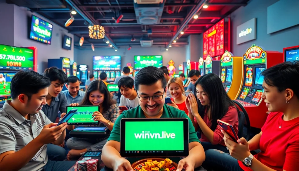 Engaged players enjoying online betting at winvn88.live, showcasing sports and casino excitement.