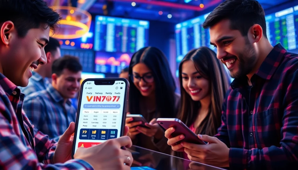 Exciting online betting scene with VIN777 app, showcasing user engagement on vin777.gb.net.