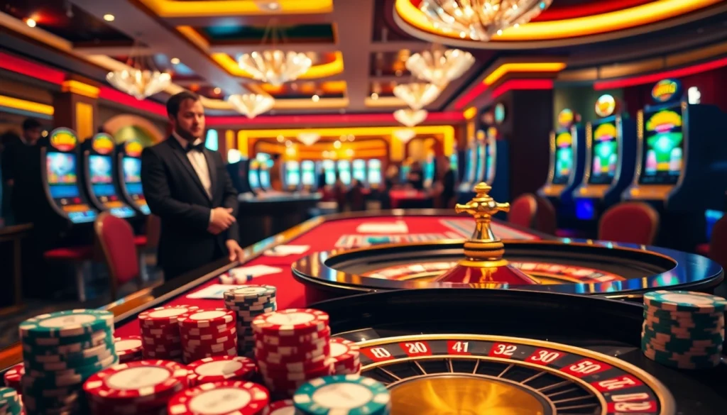 Players place bets at a luxurious s666 roulette table in a vibrant casino ambiance.