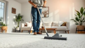 Local carpet cleaners effectively restoring a carpet's freshness in a modern home.